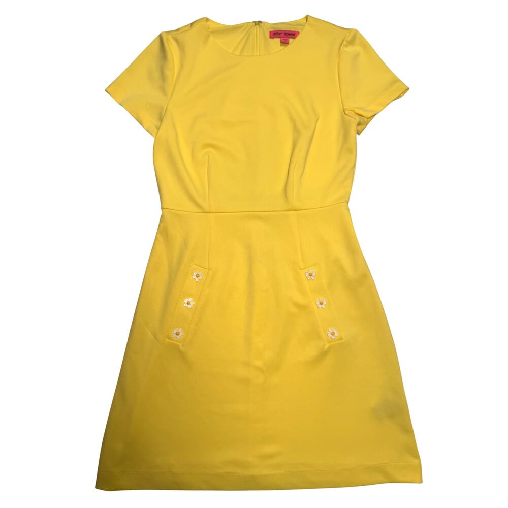 Betsey Johnson A-Line Mini Dress Yellow Women’s 4 Daisy 60s Retro Dopamine - Picture 2 of 16
